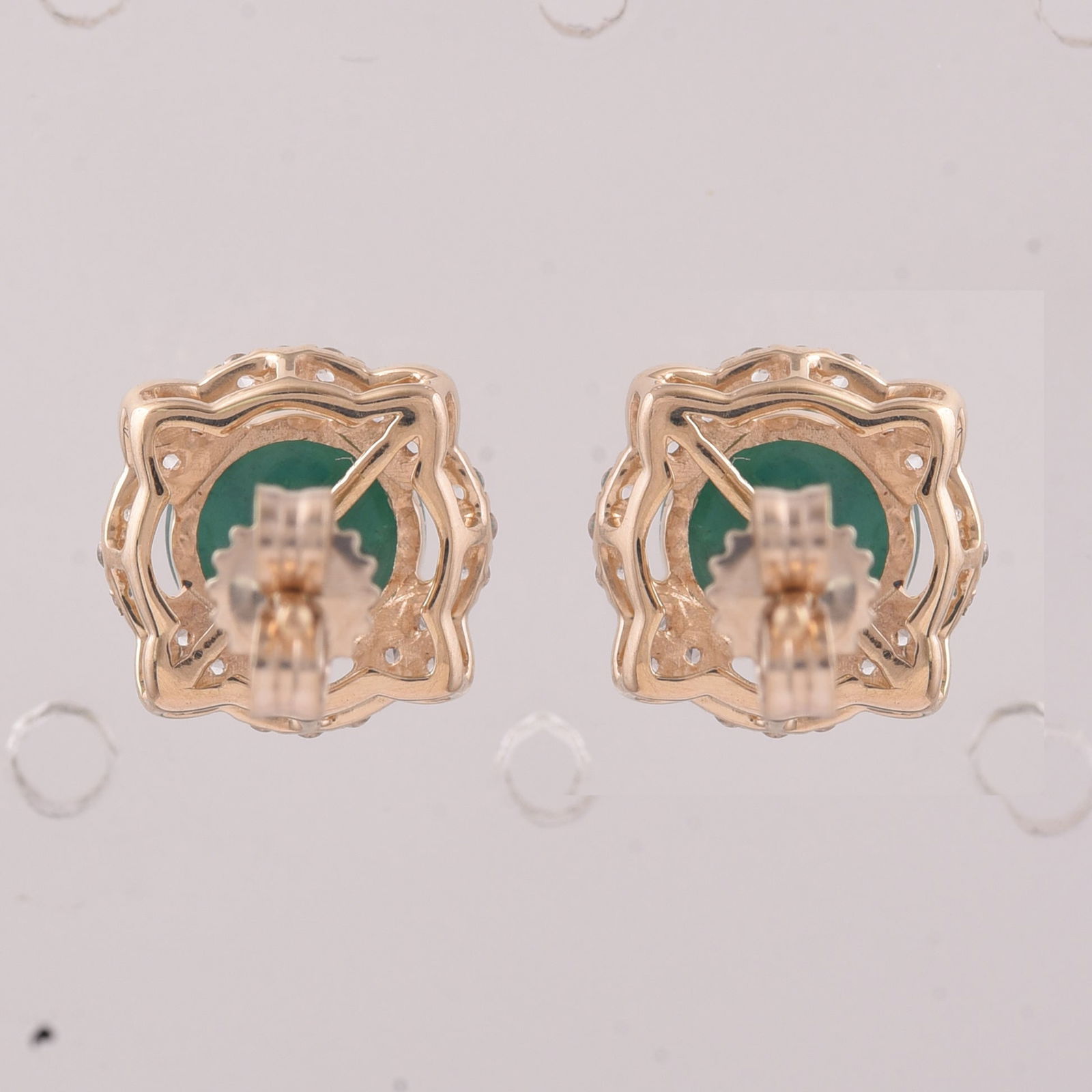 2.25 Ct Round Emerald 9K Gold Earrings - 2