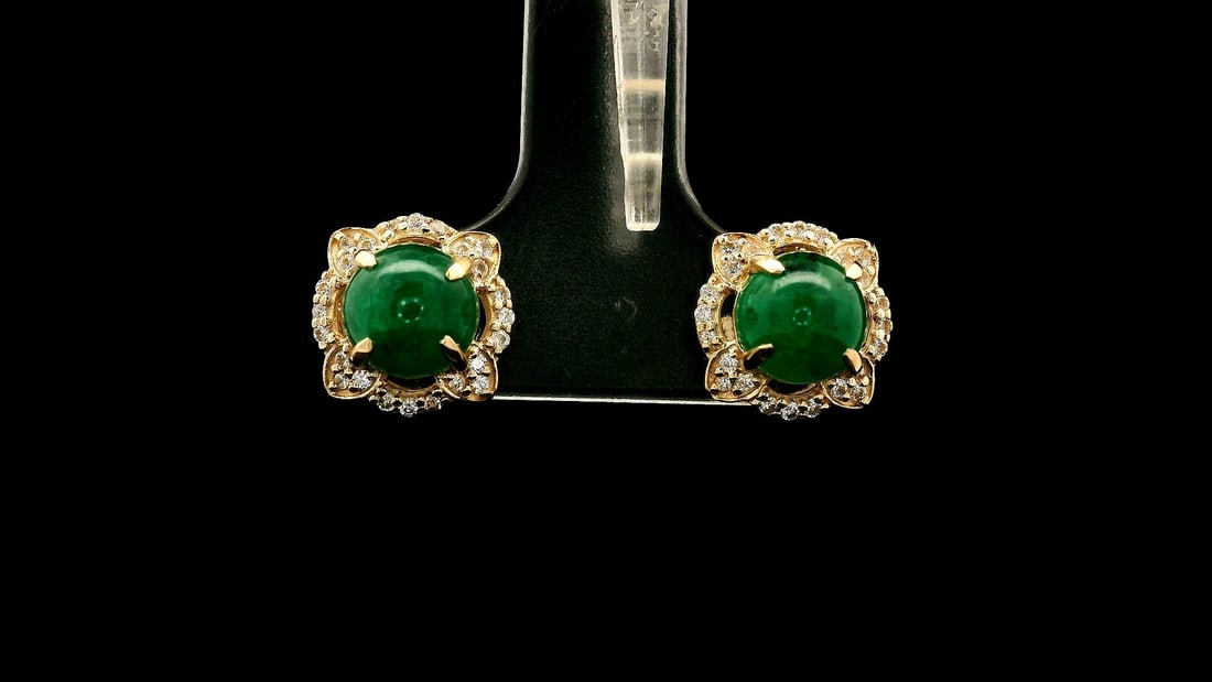 2.25 Ct Round Emerald 9K Gold Earrings - 4