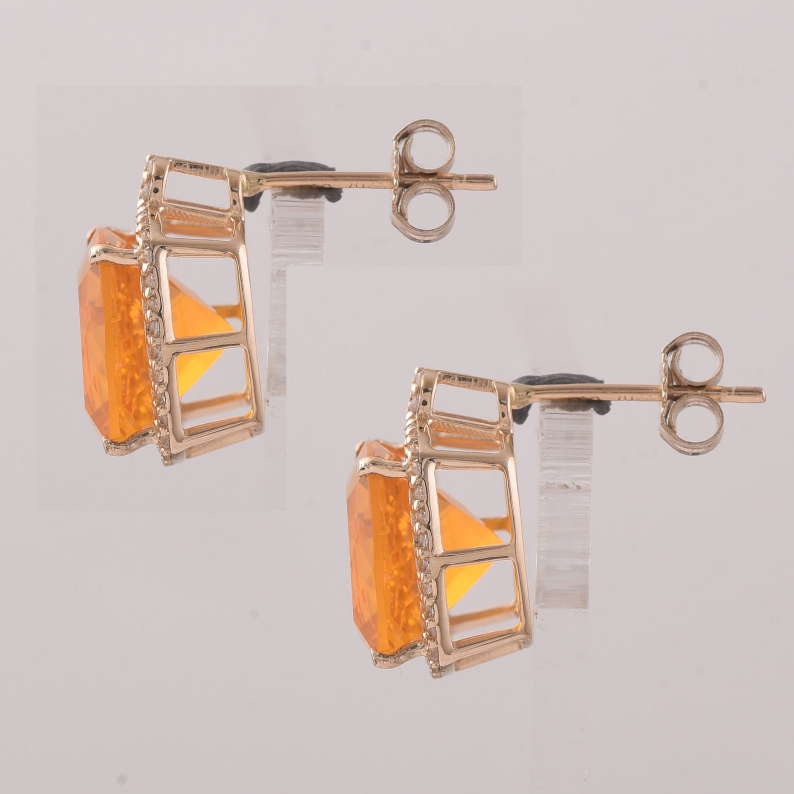 5.79 Ct Cushion Br.Opal 9K Gold Earrings - 2