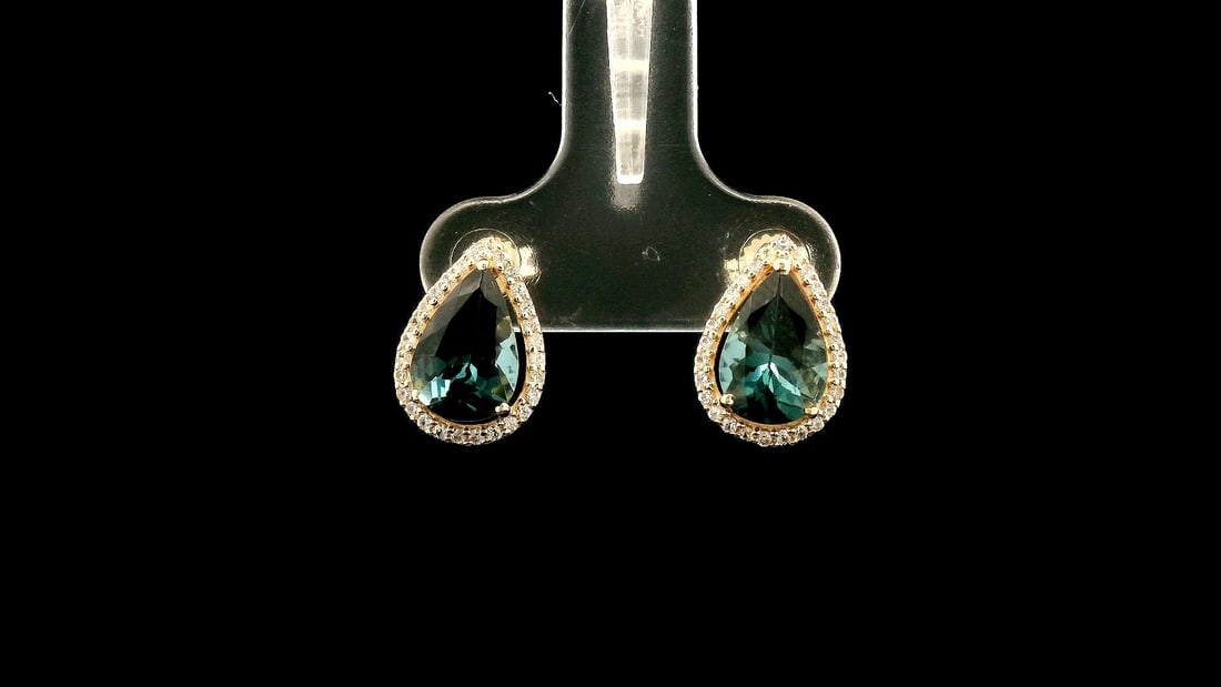 2.54 Ct Pear Tourmaline 9K Gold Earrings - 4