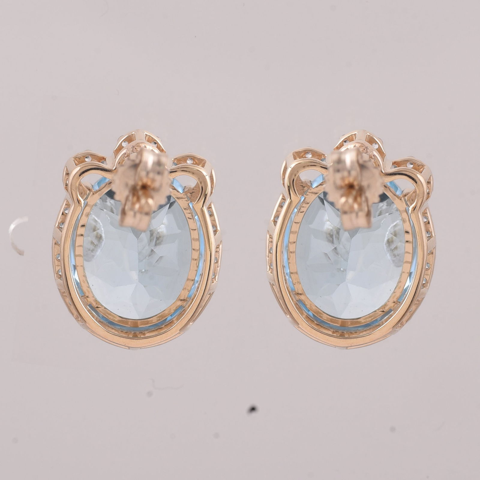 9.24 Ct Oval Blue Topaz 9K Gold Earrings - 3
