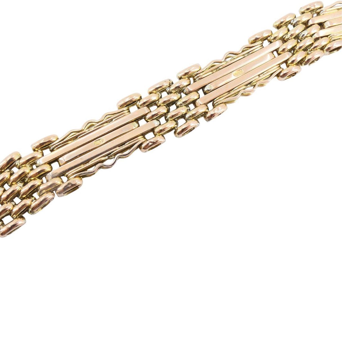 Victorian 9k Rose Gold Heart Padlock Bracelet - 14