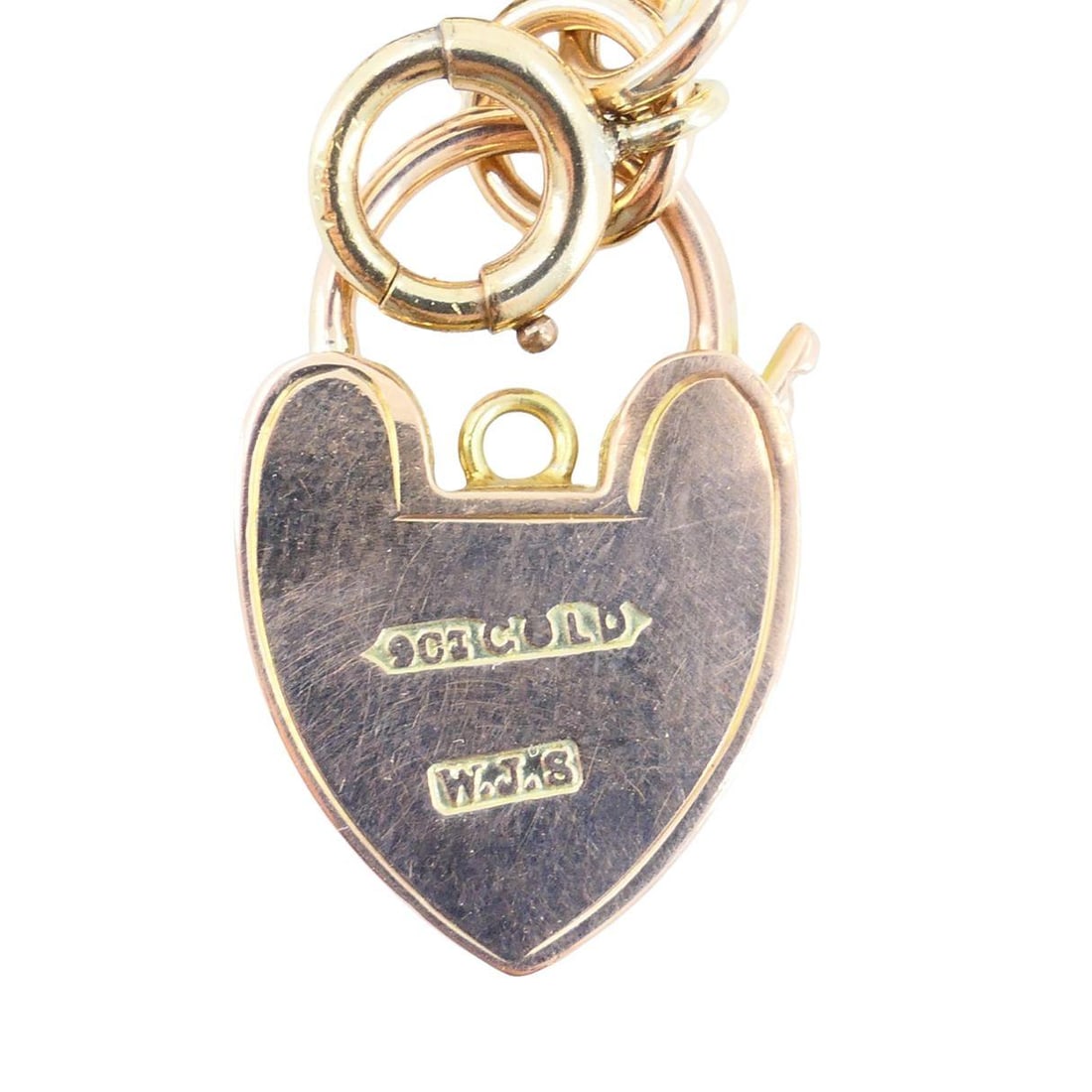 Victorian 9k Rose Gold Heart Padlock Bracelet - 5