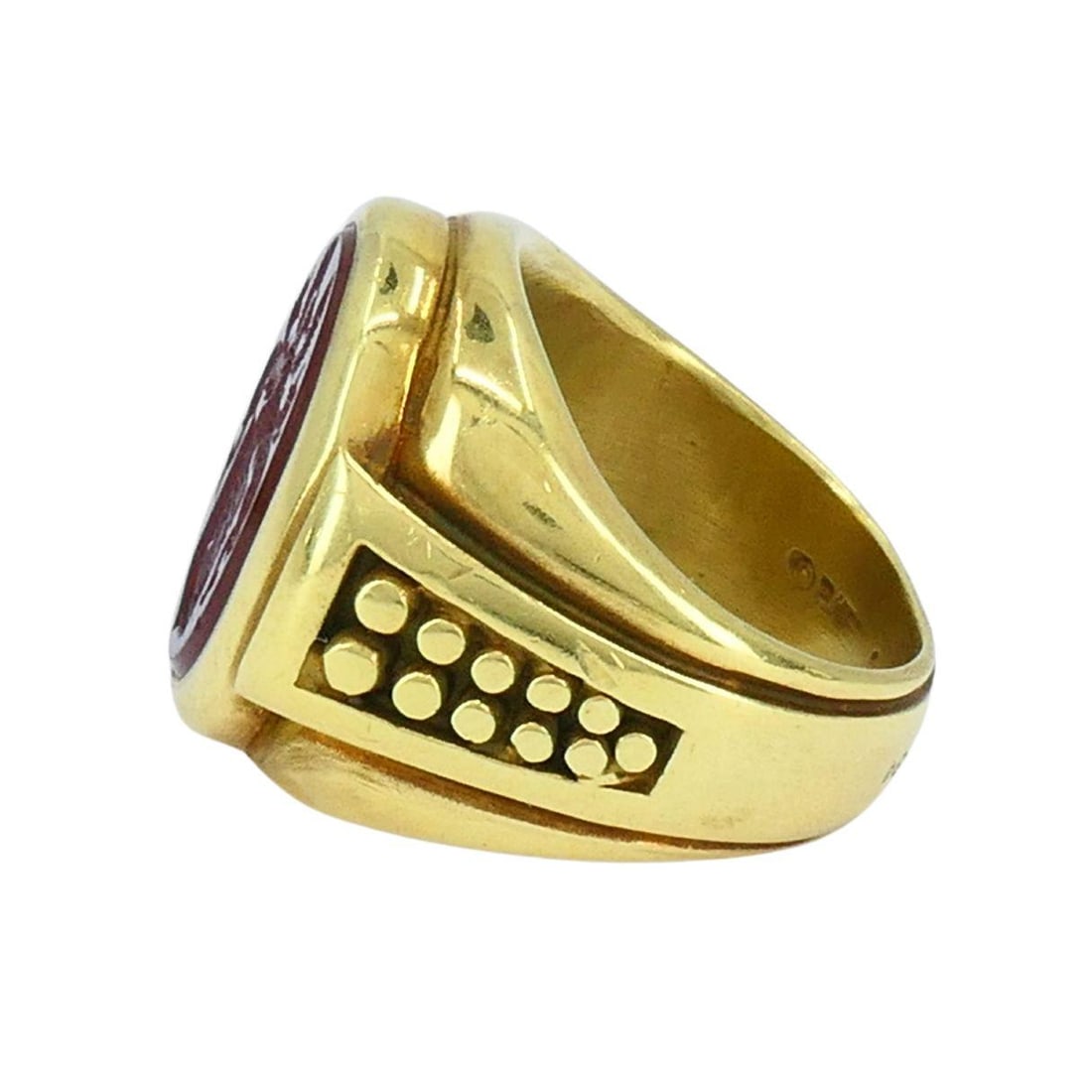 Vintage Kieselstein-Cord 18k Gold Carved Carnelian Intaglio Signet Ring - 2