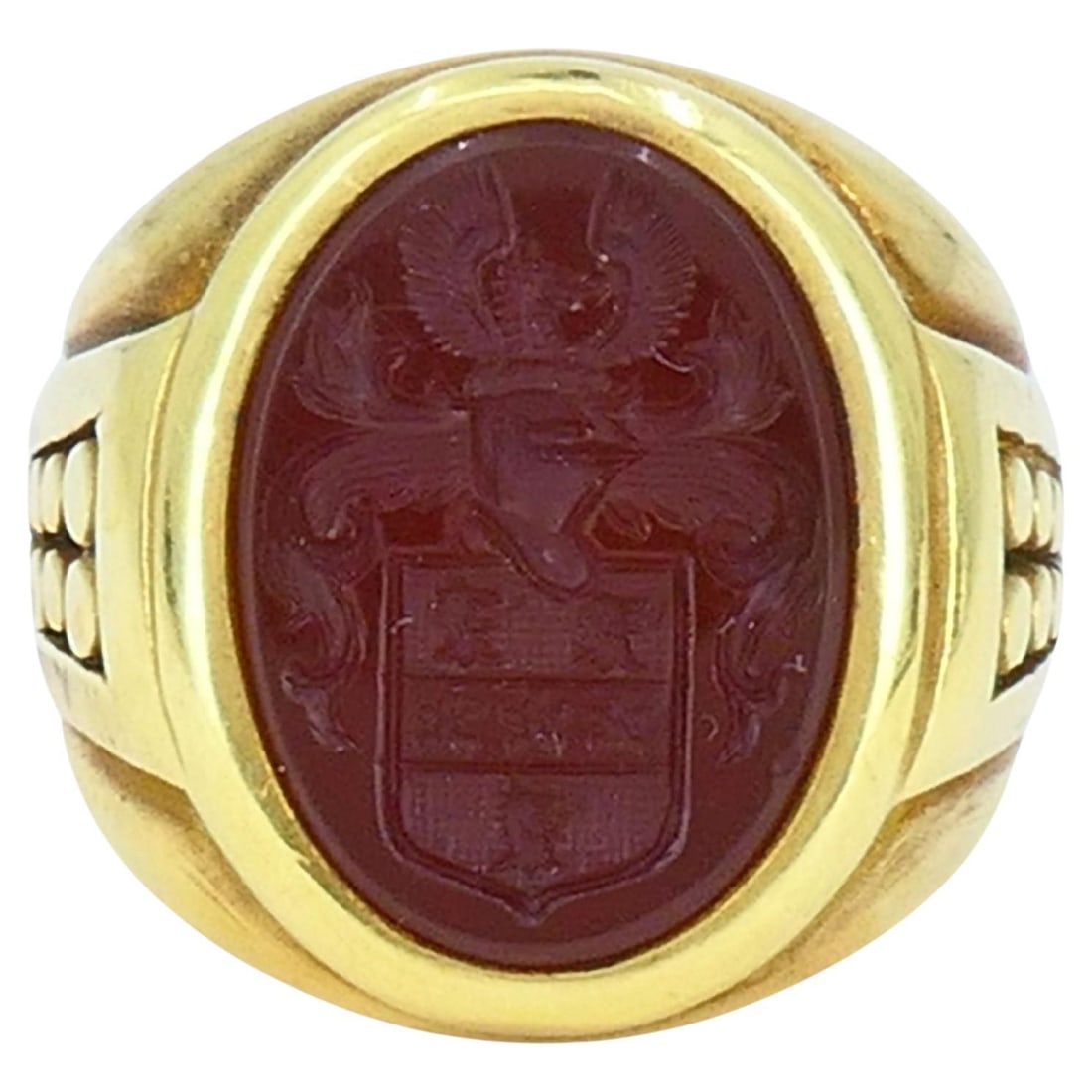 Vintage Kieselstein-Cord 18k Gold Carved Carnelian Intaglio Signet Ring - 7
