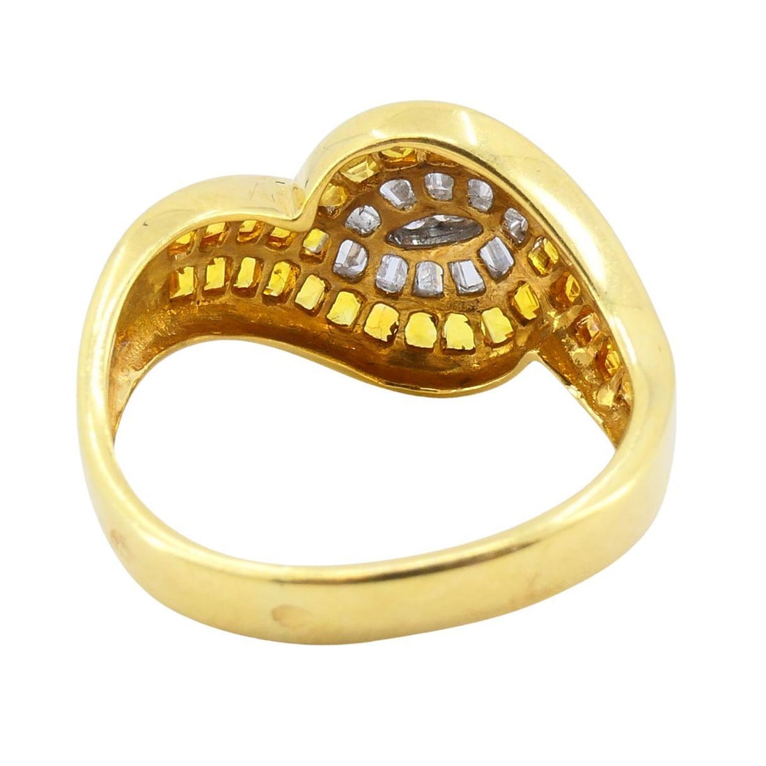 Vintage French 18k Gold Diamond Citrine Ring - 19