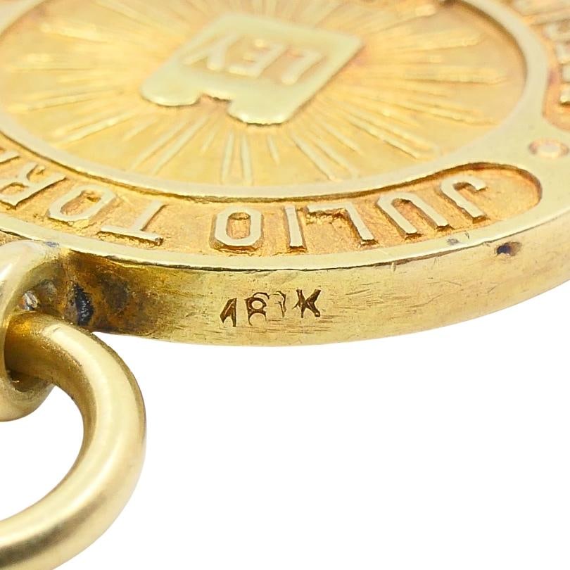 Vintage 10k Gold Chain 18k Coin Pendant Necklace - 13