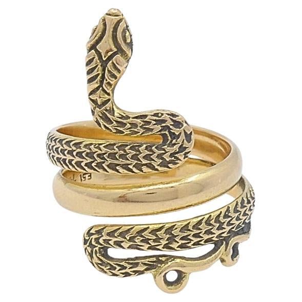 Vintage 18k Gold Snake Ring Serpent Design - 15
