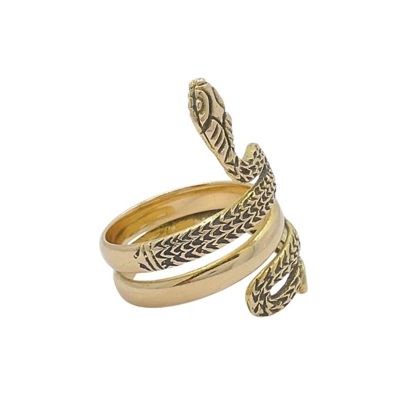 Vintage 18k Gold Snake Ring Serpent Design - 3