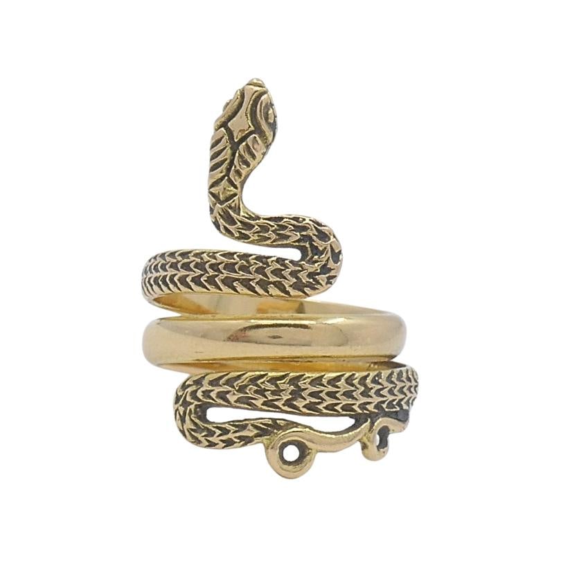 Vintage 18k Gold Snake Ring Serpent Design - 5