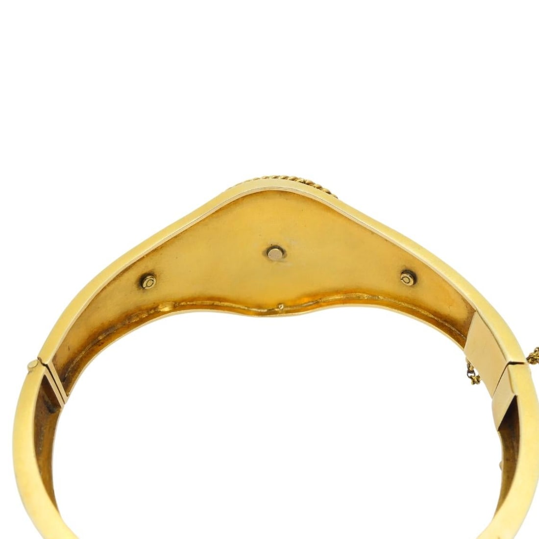 Vintage Turquoise Bracelet Enamel Bangle 14k Gold Silver Accents - 12