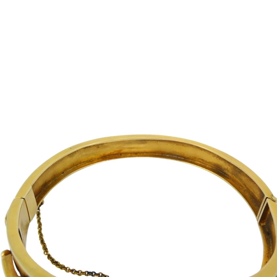 Vintage Turquoise Bracelet Enamel Bangle 14k Gold Silver Accents - 3