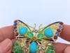 Vintage 18k Gold Multigem Butterfly Brooch Statement Insect Jewelry - 8