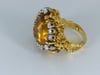 Vintage 18k Gold Citrine Diamond Ring Brutalist Design - 8