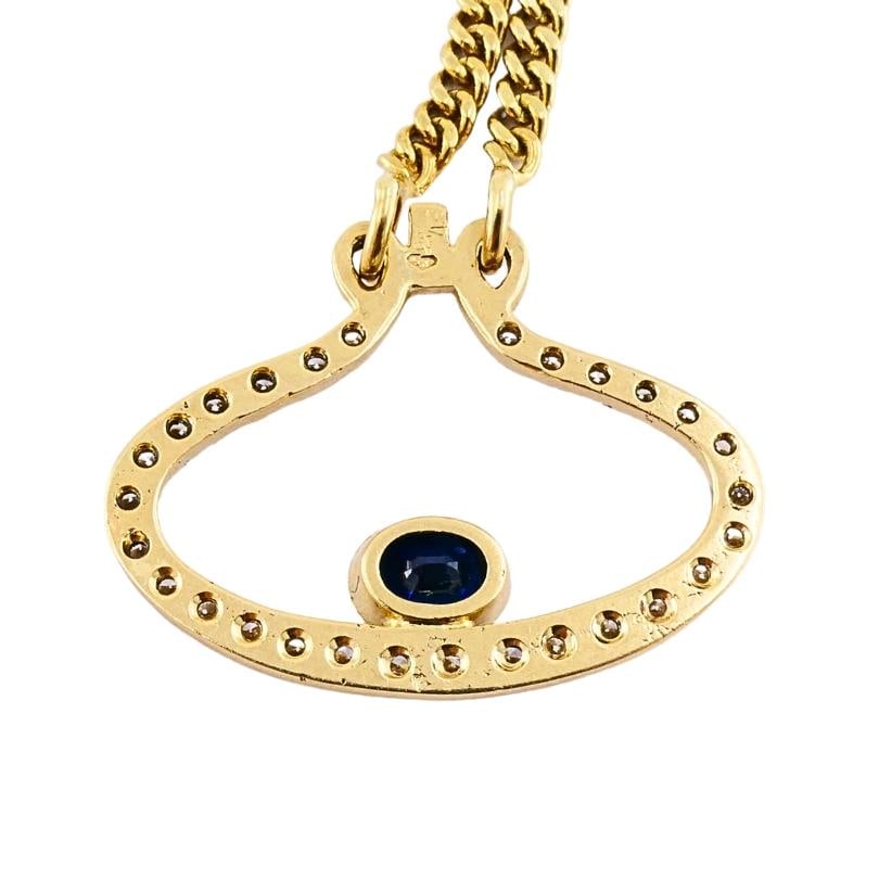 14k Gold Diamond Sapphire Pendant Necklace Eye Motif - 3