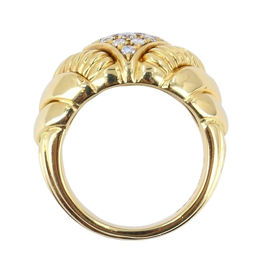 Vintage Boucheron 18k Gold Diamond Dome Ring - 17