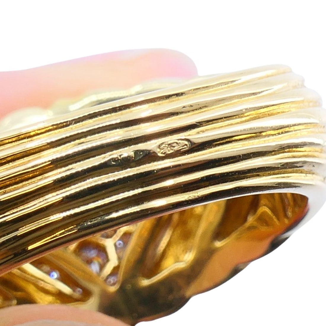 Vintage Boucheron 18k Gold Diamond Dome Ring - 6