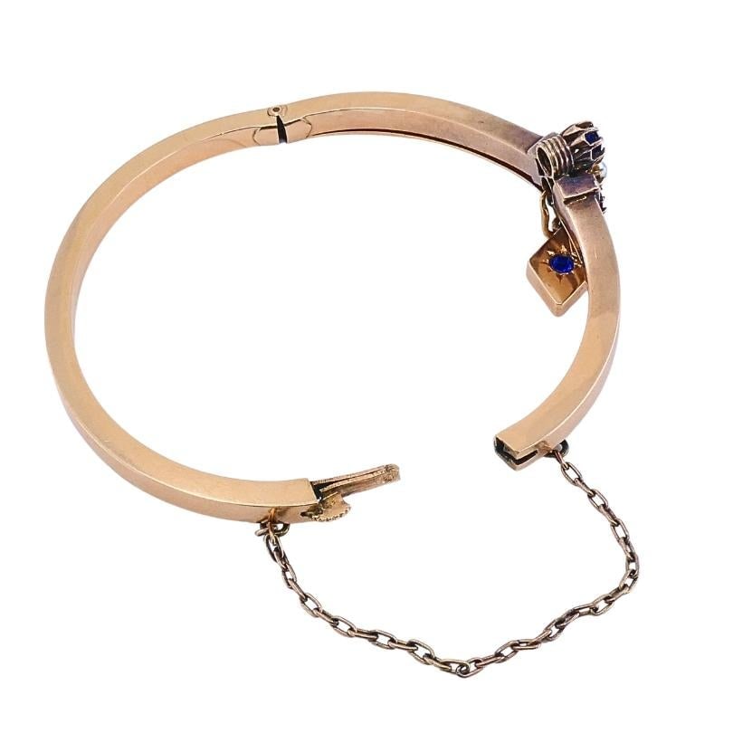 Victorian 14k Gold Gemstone Bangle Bracelet - 3