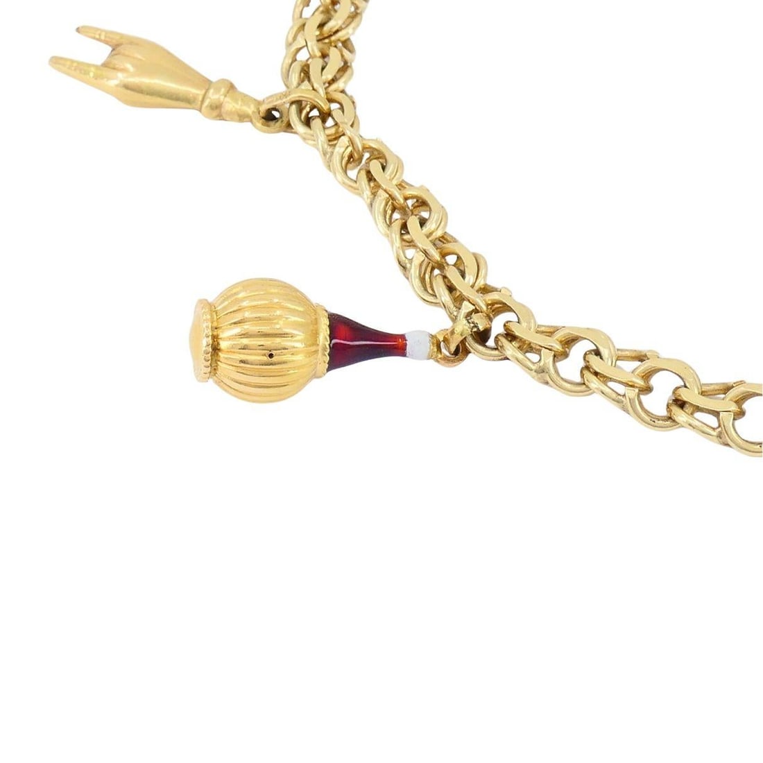 Vintage 14k 18k Gold Charm Bracelet - 10