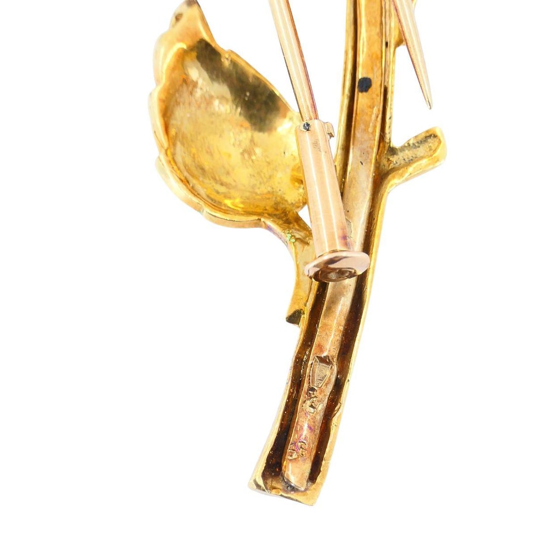 Vintage 18k Gold Diamond Enamel Flower Pendant Clip Brooch - 16