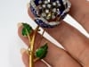 Vintage 18k Gold Diamond Enamel Flower Pendant Clip Brooch - 8