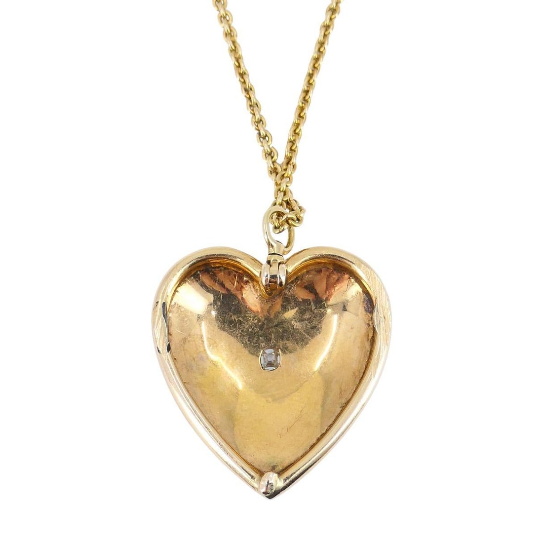 Vintage 14k Gold Diamond Pearl Heart Pendant Necklace - 12