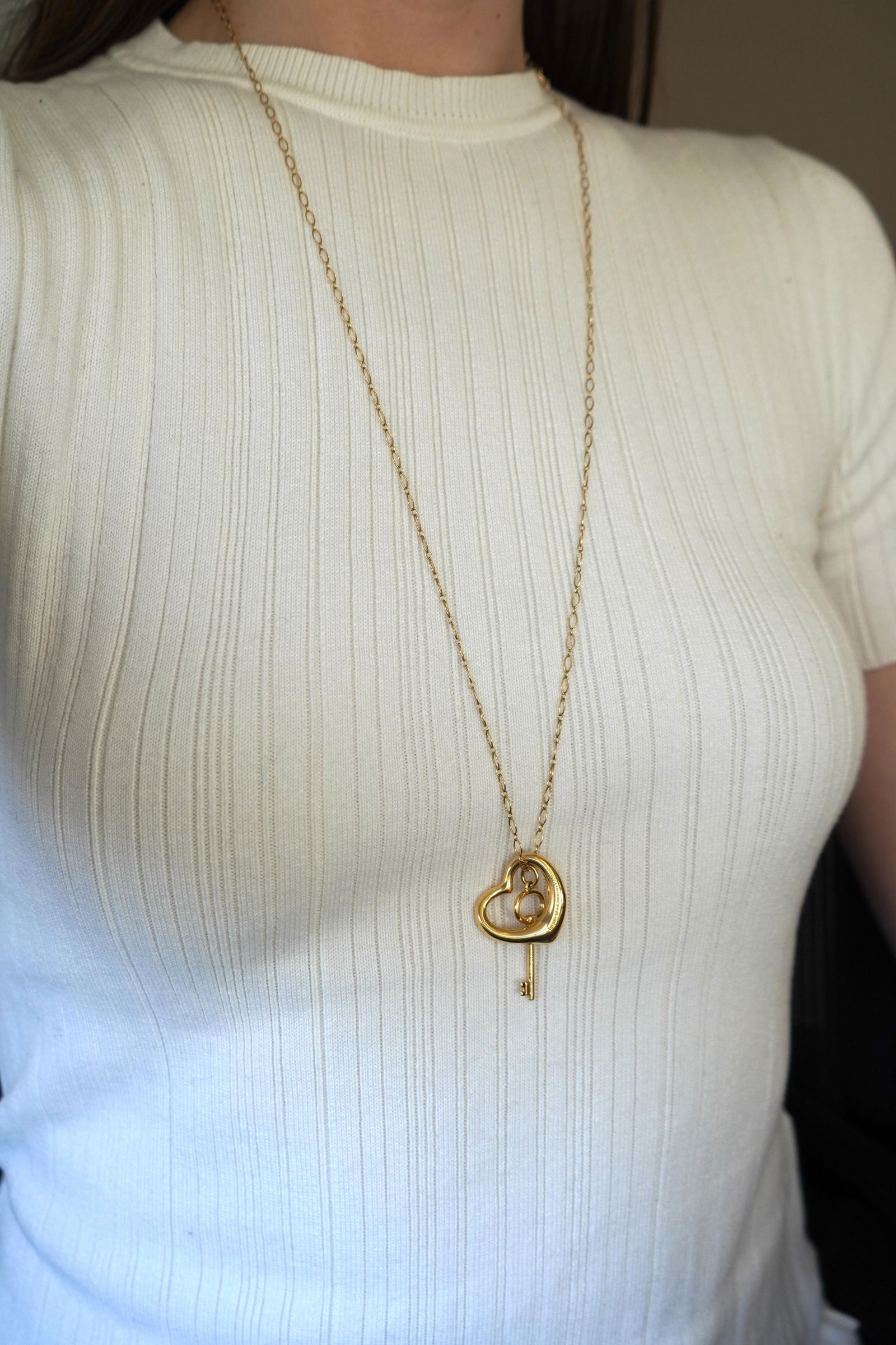 Elsa Peretti Tiffany & Co. Open Heart Key Pendant Necklace - 6