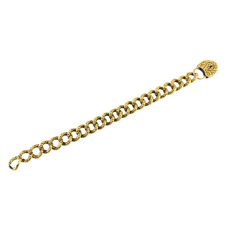 Vintage 14k Gold Heart Lock Link Bracelet - 11