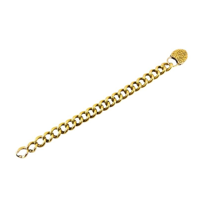 Vintage 14k Gold Heart Lock Link Bracelet - 2