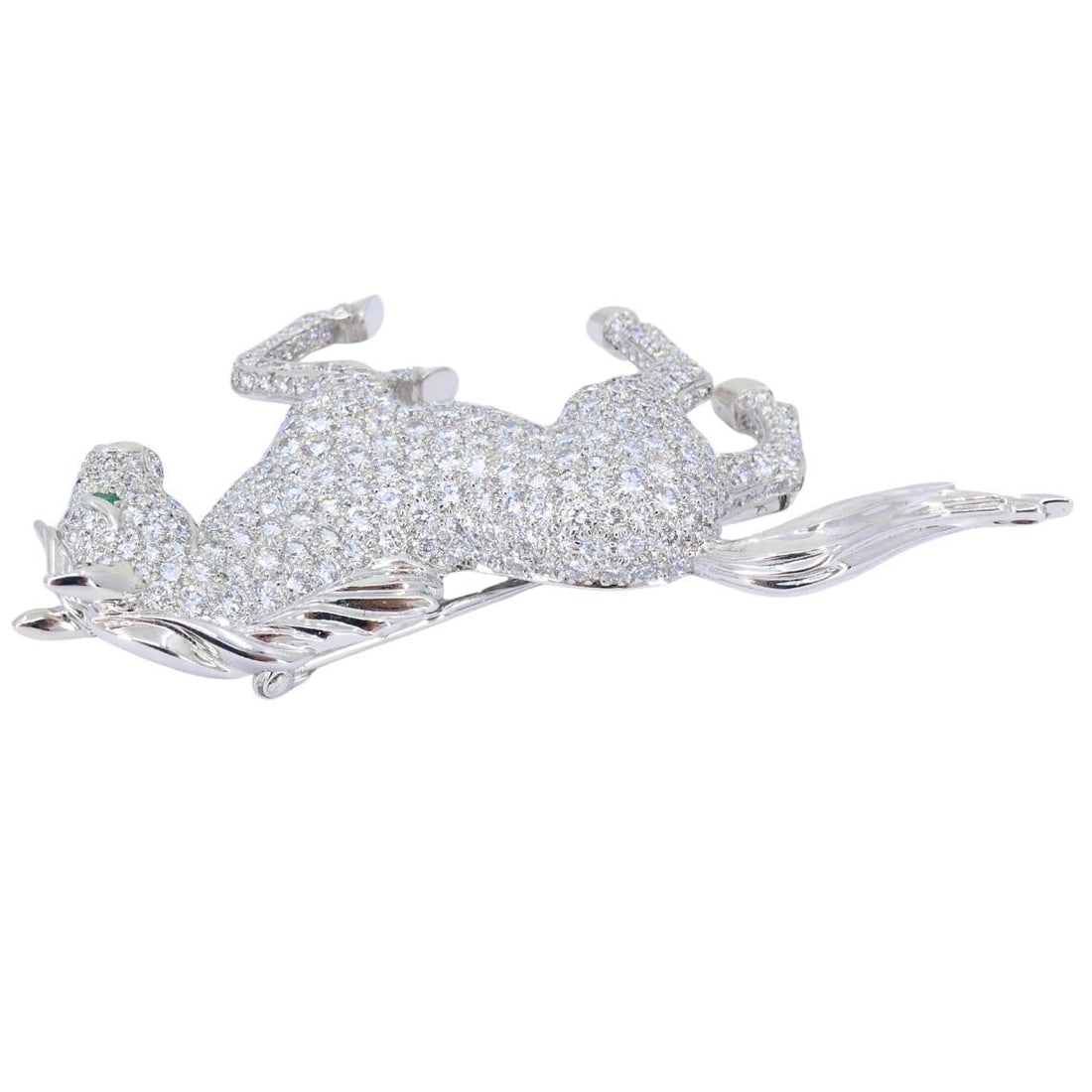 Vintage Cartier 18k Gold Diamond and Emerald Horse Brooch - 11