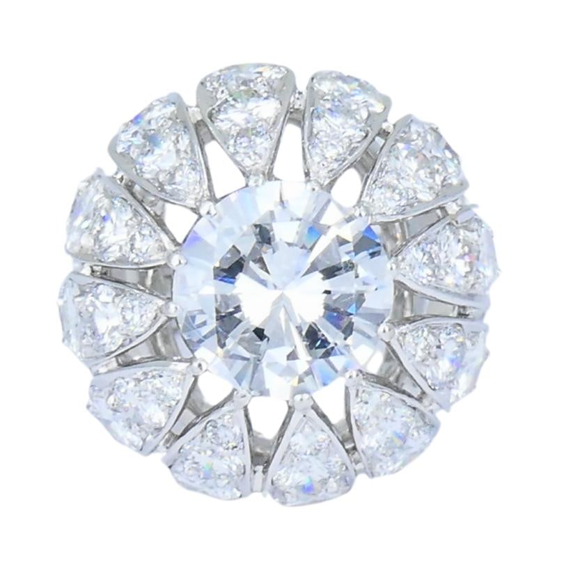 Vintage 1950s Platinum Diamond Bombe Cocktail Ring Circa 1950s Estate Jewelry - 11