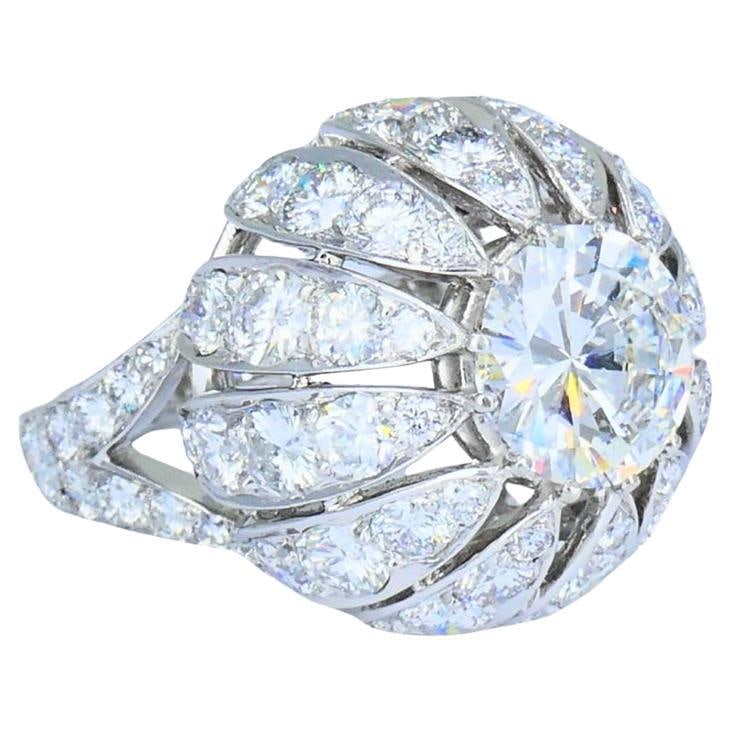 Vintage 1950s Platinum Diamond Bombe Cocktail Ring Circa 1950s Estate Jewelry - 7