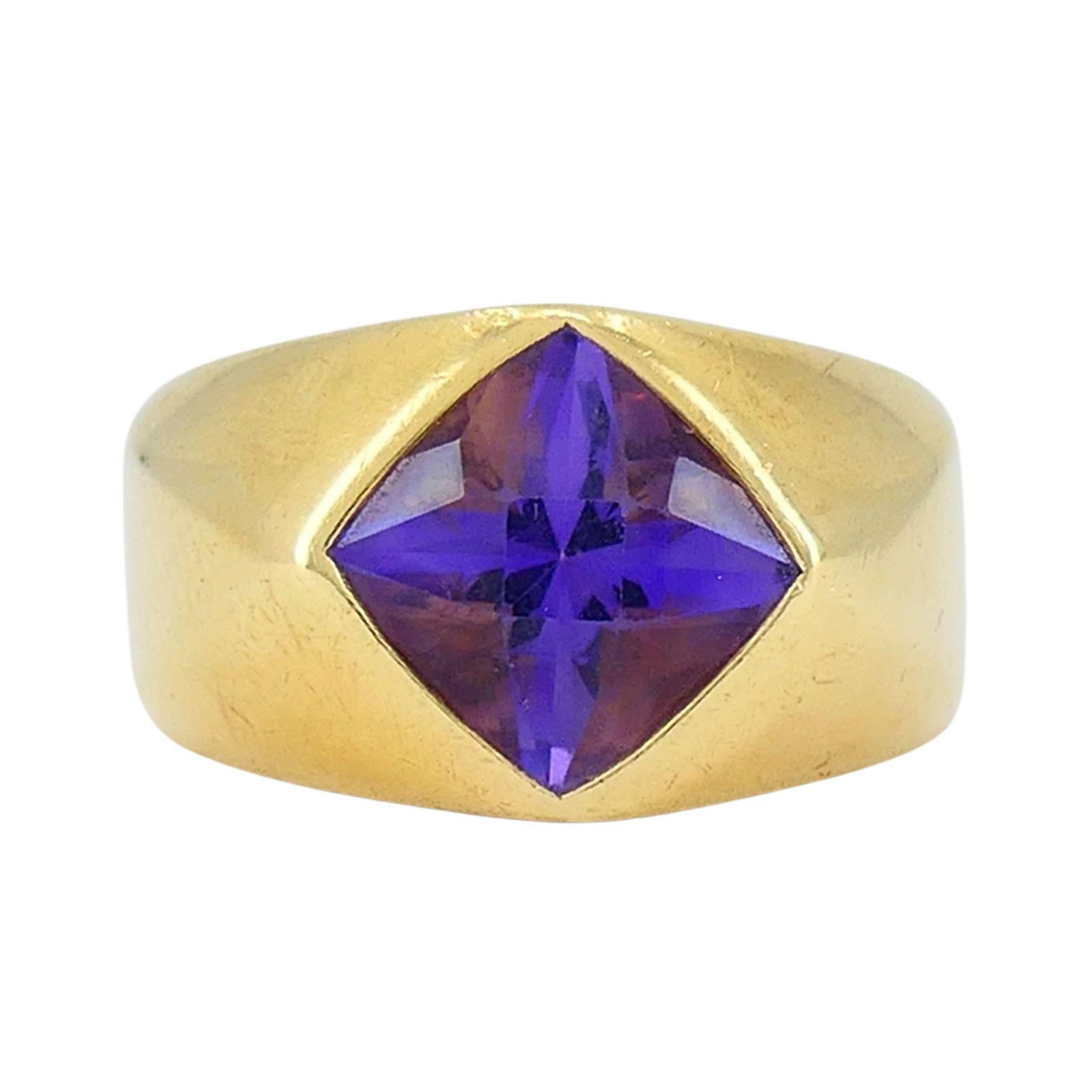 Vintage French 18k Gold Amethyst Ring - 7