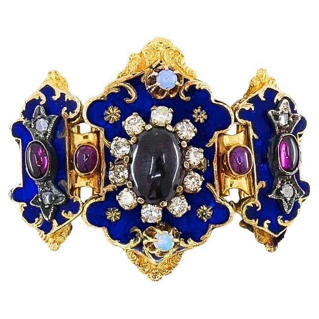 Antique Victorian 14K Gold Gemstone Enamel Buckle - 7