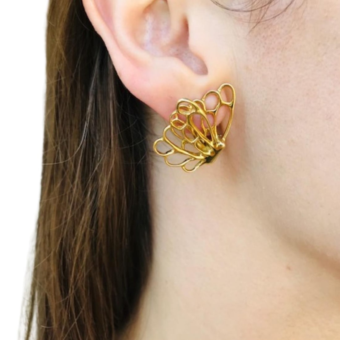 Angela Cummings 18k Gold Butterfly Earrings Vintage Designer Jewelry - 9