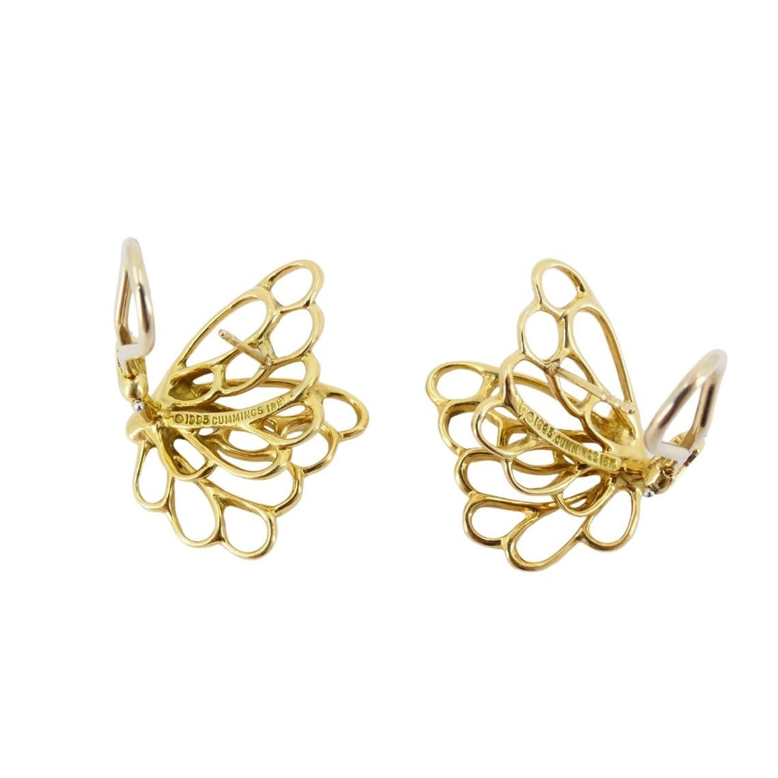 Angela Cummings 18k Gold Butterfly Earrings Vintage Designer Jewelry - 4