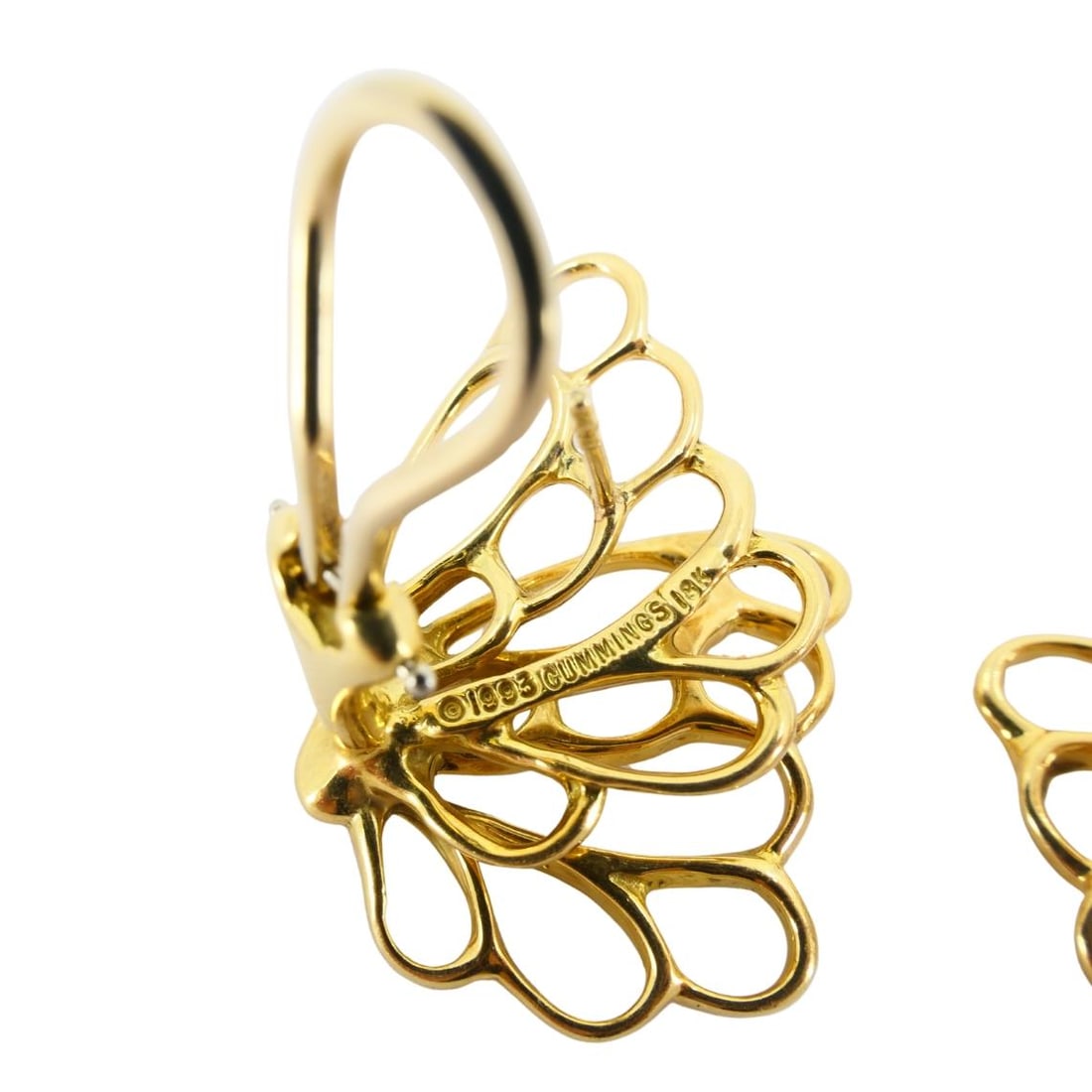 Angela Cummings 18k Gold Butterfly Earrings Vintage Designer Jewelry - 5