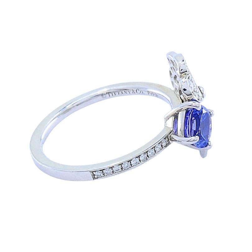 Tiffany & Co. Platinum Paper Flower Ring Tanzanite Diamonds - 5