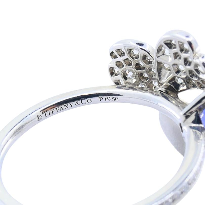 Tiffany & Co. Platinum Paper Flower Ring Tanzanite Diamonds - 6