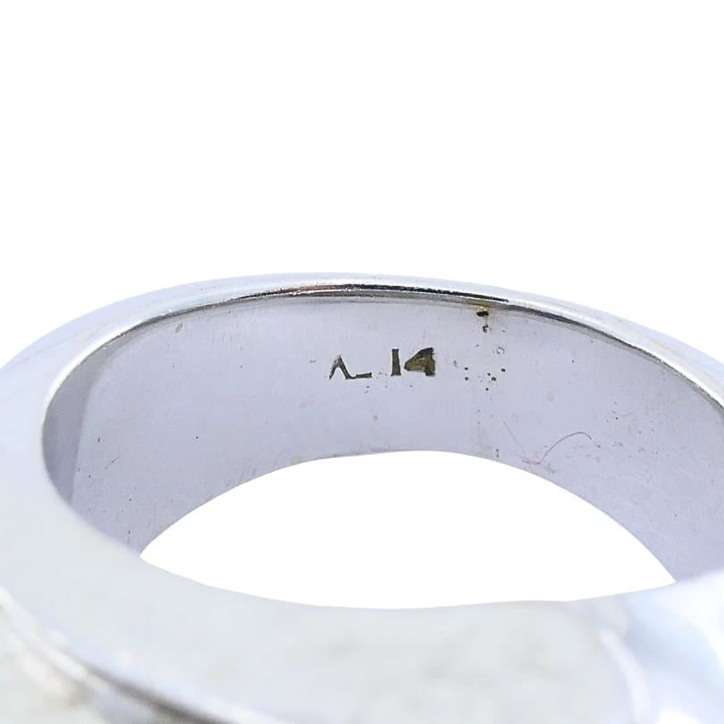 Vintage 14k White Gold Diamond Sapphire Angular Ring - 15