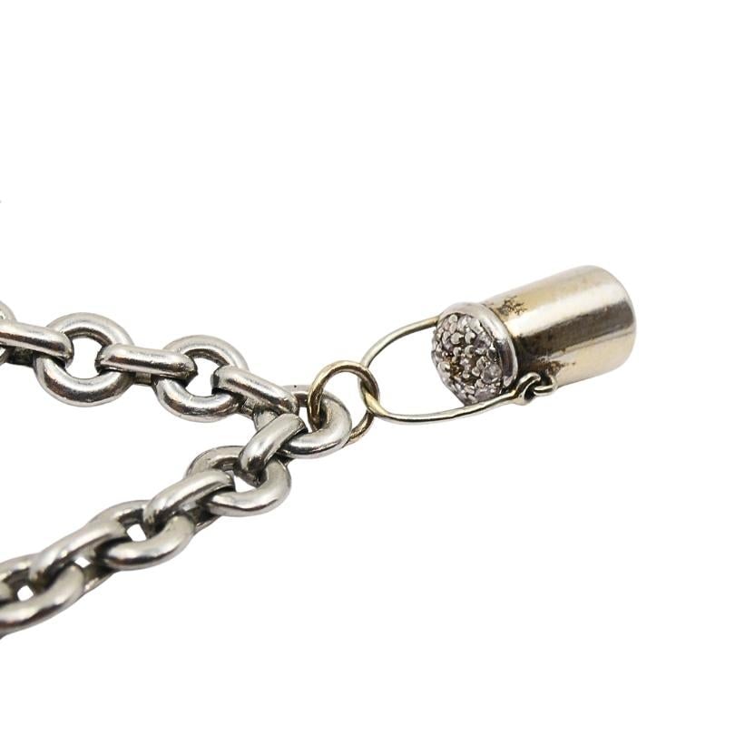 Vintage Platinum Charm Bracelet Diamond Gemstone - 2