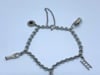 Vintage Platinum Charm Bracelet Diamond Gemstone - 8
