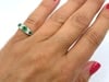 Vintage 9k Gold Emerald Diamond Three-Stone Ring - 16