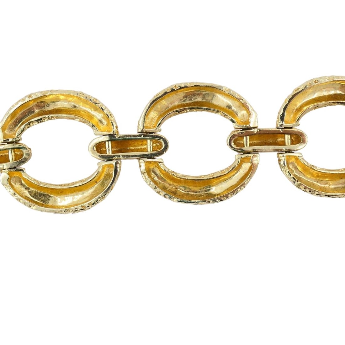 Vintage 14k Textured Gold Link Bracelet Estate Jewelry - 13
