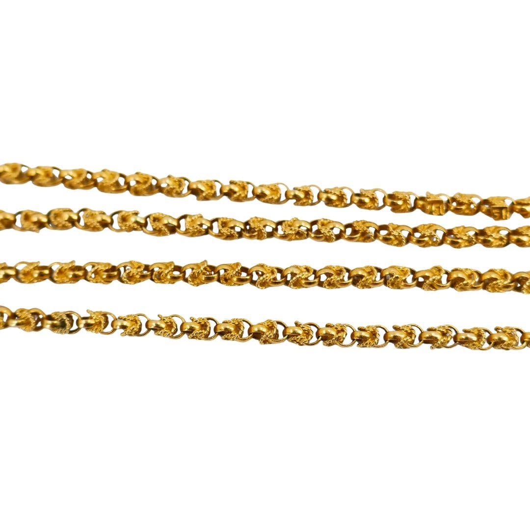 Antique Victorian Gold Mother of Pearl Equestrian Pendant Chain Necklace - 5