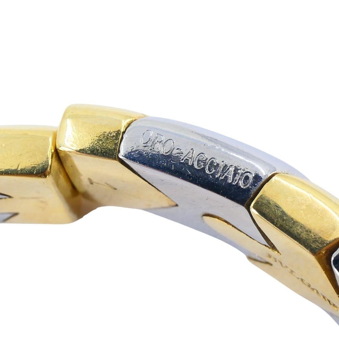 Vintage Bvlgari 18k Gold Steel Alveare Cuff Bracelet - 3