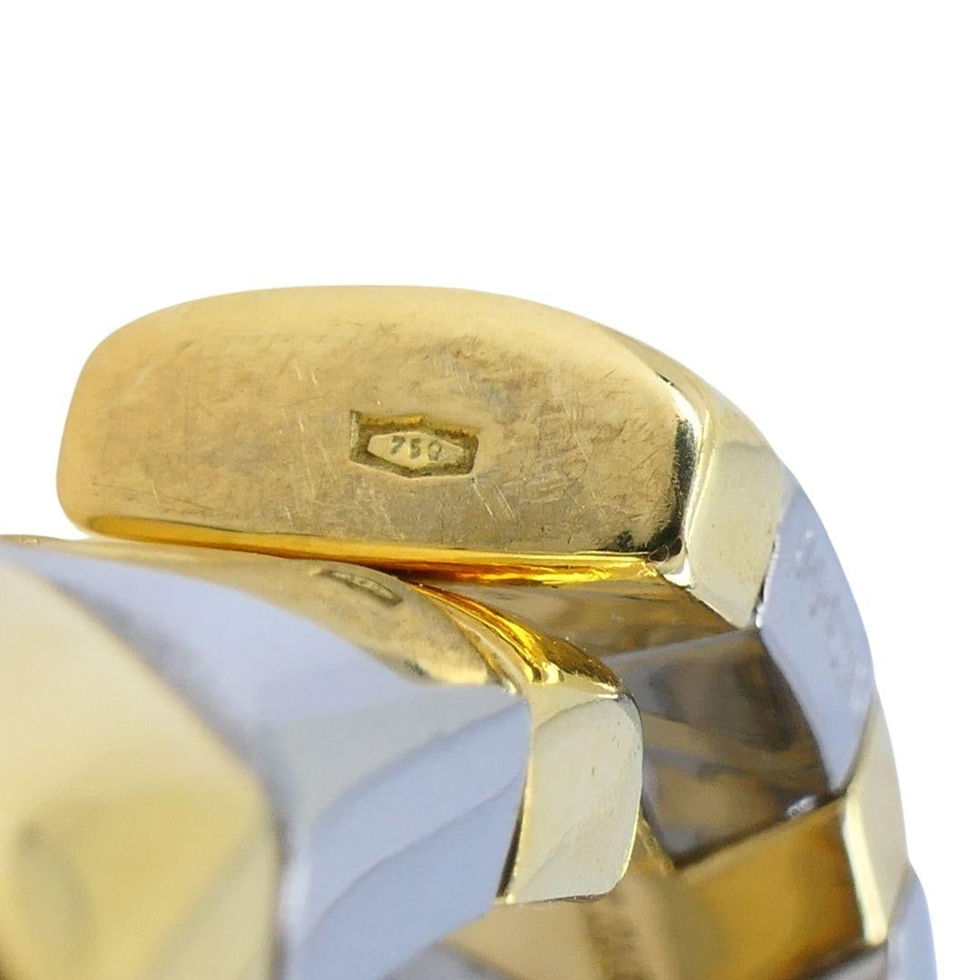 Vintage Bvlgari 18k Gold Steel Alveare Cuff Bracelet - 6