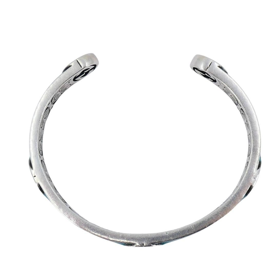Gucci Sterling Silver Enamel Interlocking G Cuff Bracelet - 3