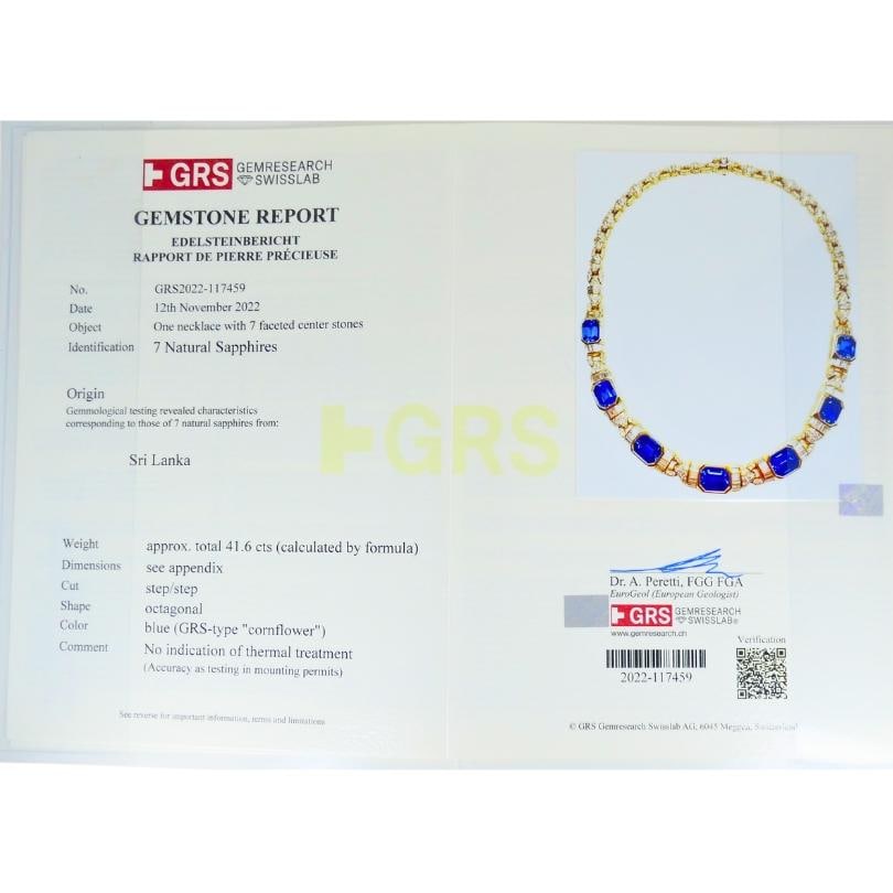 Bvlgari Bulgari 18k Gold Necklace Diamonds Sri Lanka Sapphires No Heat 39.77 Cts - 12