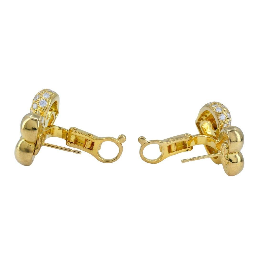 Vintage Van Cleef & Arpels 18k Gold Diamond Double Heart Earrings - 4